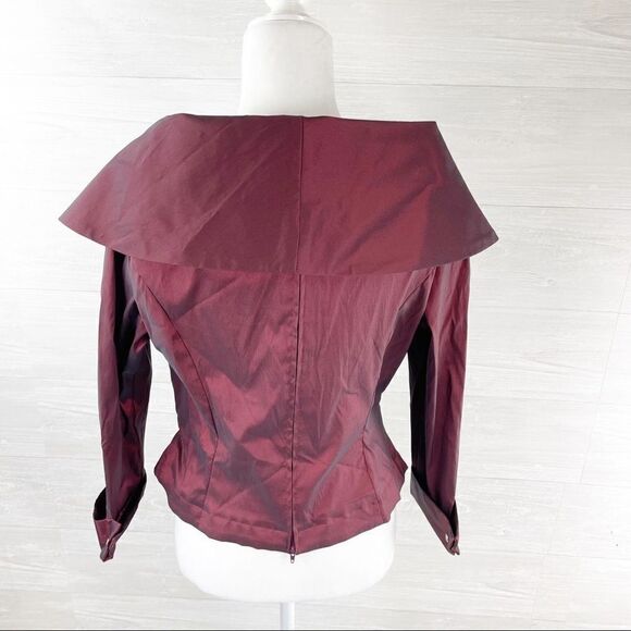 Vintage Tadashi Shoji Off Shoulder Pleated Satin Top - Picture 5 of 7